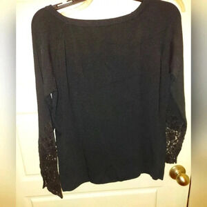 Black Lace Sleeve Retro Sweater